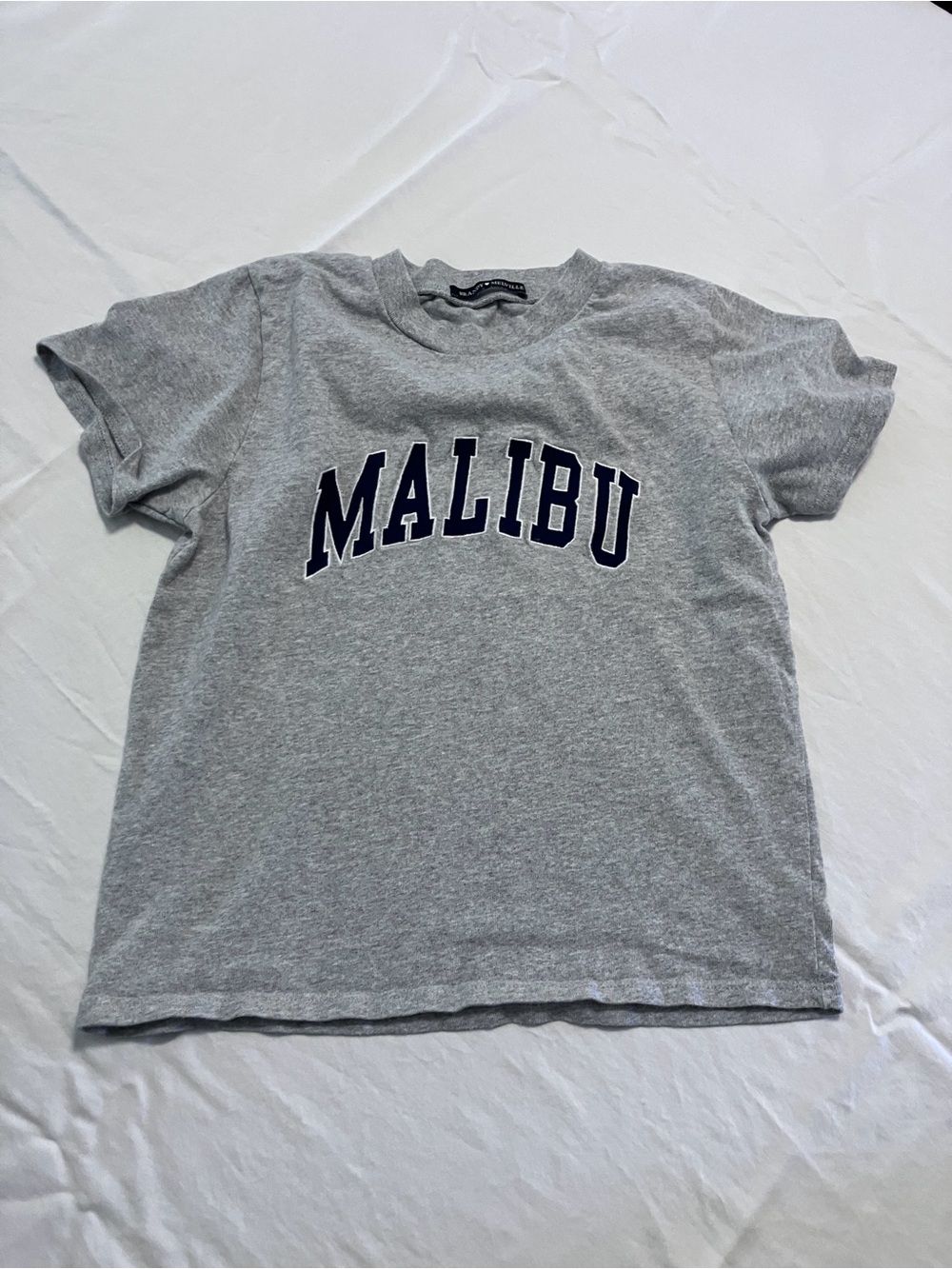 Brandy Melville Grey/Navy print Malibu T-shirt